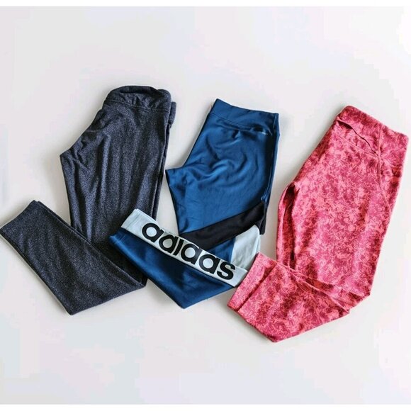 Leggings Womens L Lot Of 3 Adidas Climalite Under Armour Victoria Sport Stretch - Picture 1 of 16